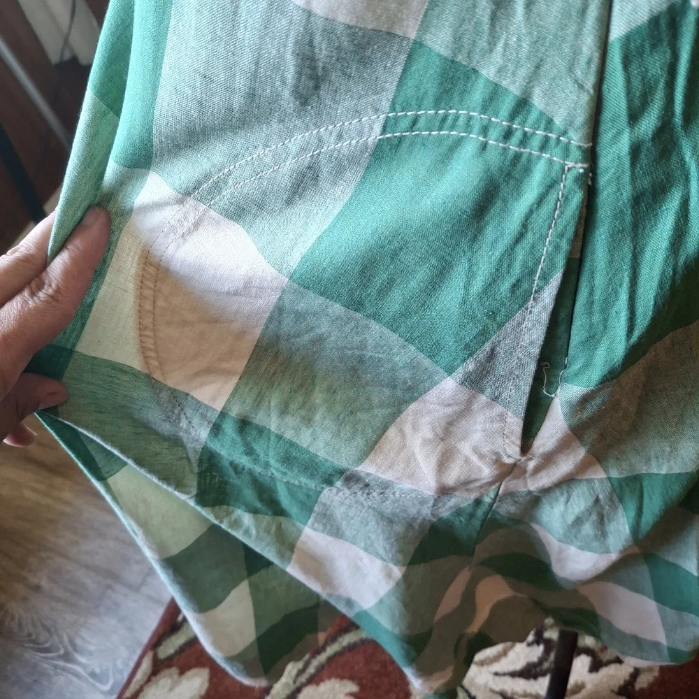 Maeve Anthropology Green and White Checkered Dress Size 10 - Picture 5 of 13